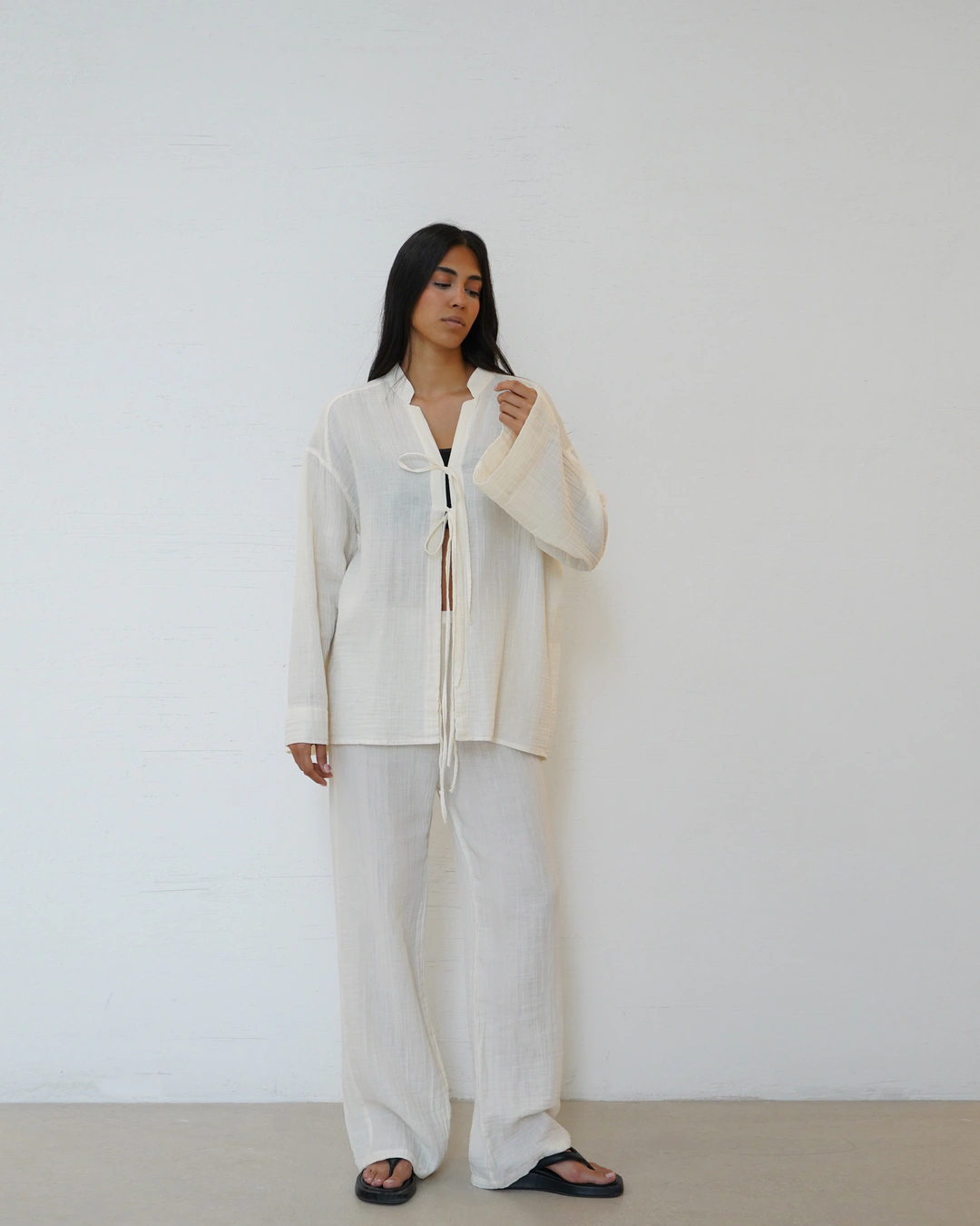 pant033 - شلوار لينن پفکي ترک راسته